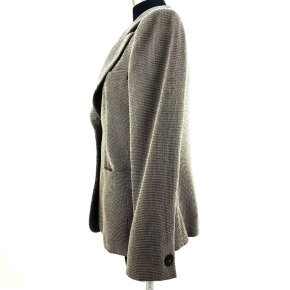 Armani Collezioni Wool Tweed Padded Shoulder Blazer Italy Authentic Womens 12 - Picture 3 of 8